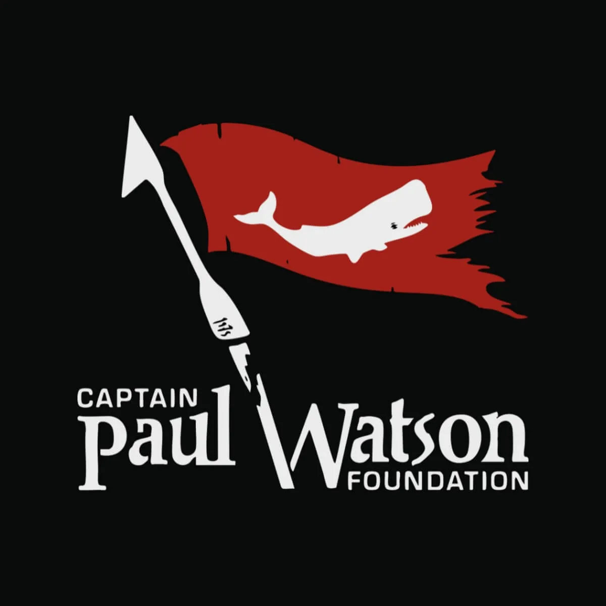Captain Paul Watson Foundation logo: a whale on a red flag